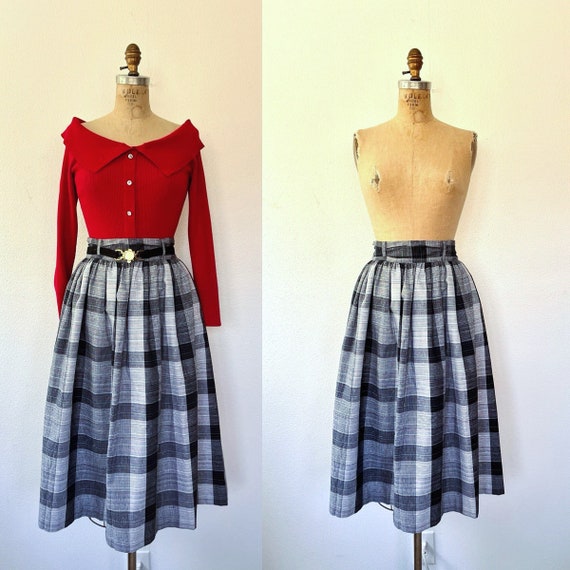 vintage plaid skirt / vintage pleated skirt / 80s plaid skirt