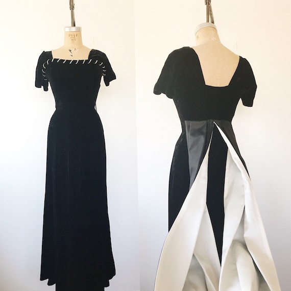 1950s evening gown / vintage velvet evening gown /