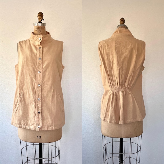 90s vintage vest  / cotton vest / spring layering tunic
