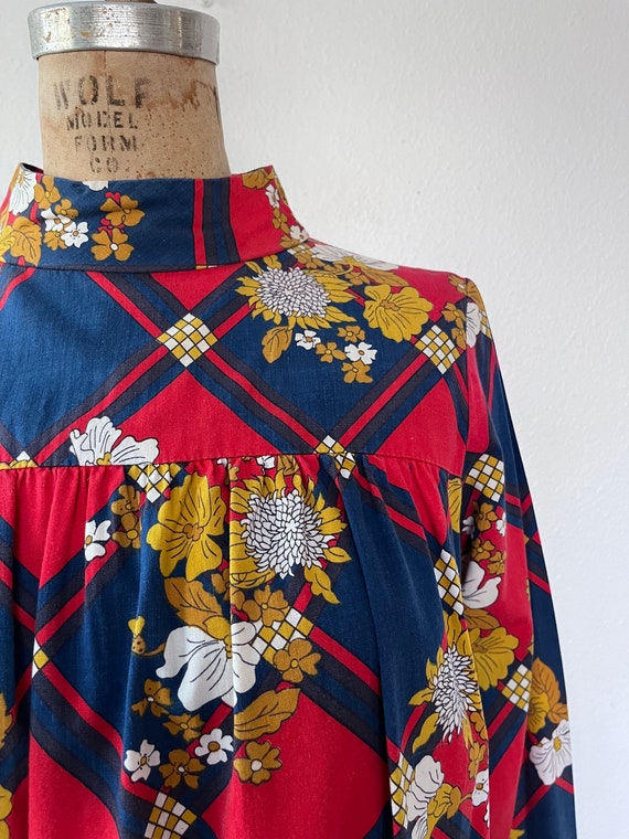 60s blouse / 1960s mod blouse / vintage floral sm… - image 2