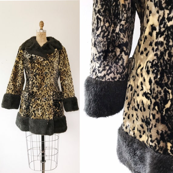 leopard print coat / faux fur coat / 60s Leopard v