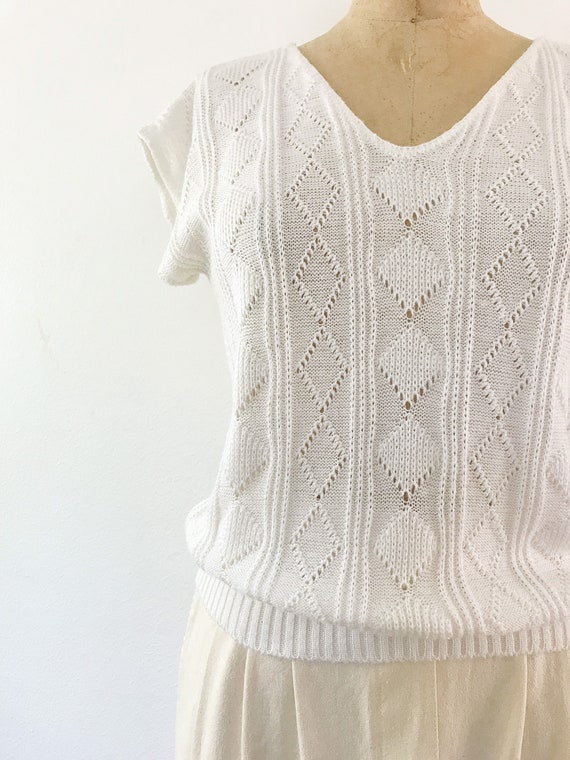 80s sweater / vintage knit sweater / Diamond knit… - image 4