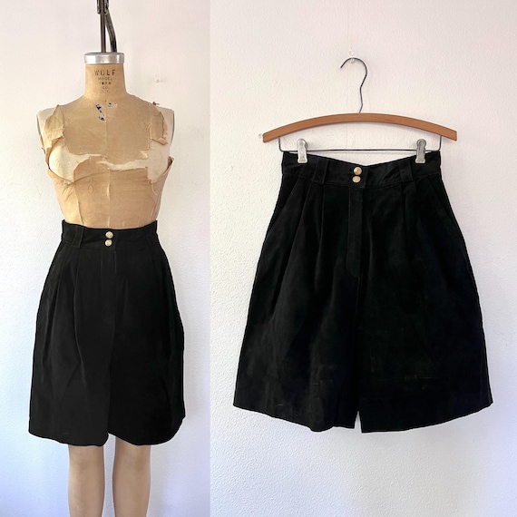black suede shorts / vintage shorts / 80s leather shorts