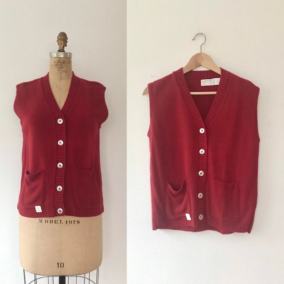 60s sweater / vintage knit cardigan / NOS sweater vest