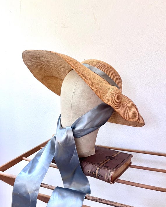 vintage classic straw hat / vintage sun hat / 50s Summer Thoughts Hat