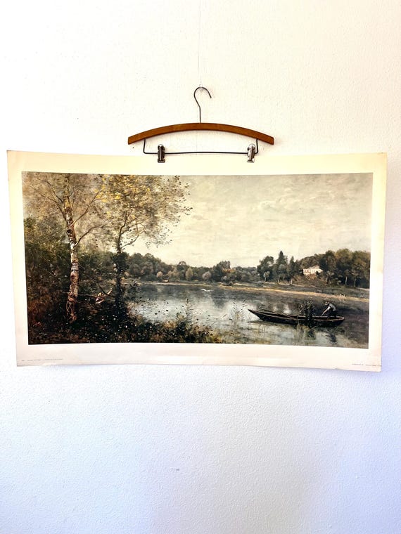 60s Art poster / vintage French print / L'étang de Ville d'Avray