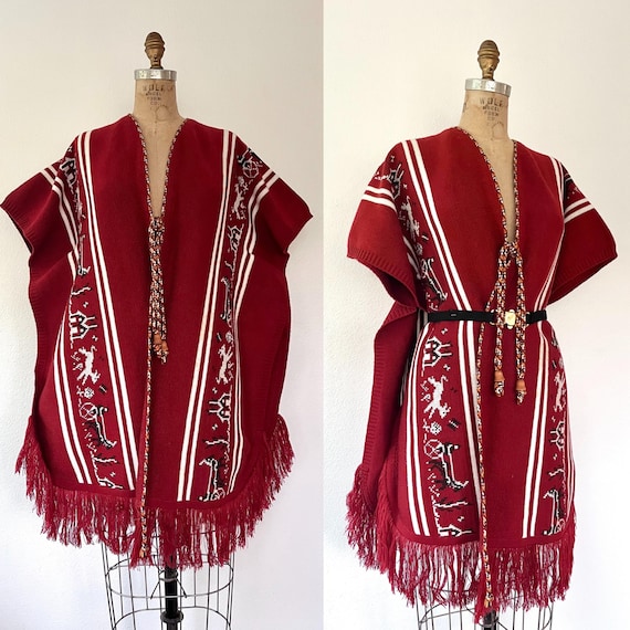 Orquidea serape shawl / woven poncho / poncho blanket coat