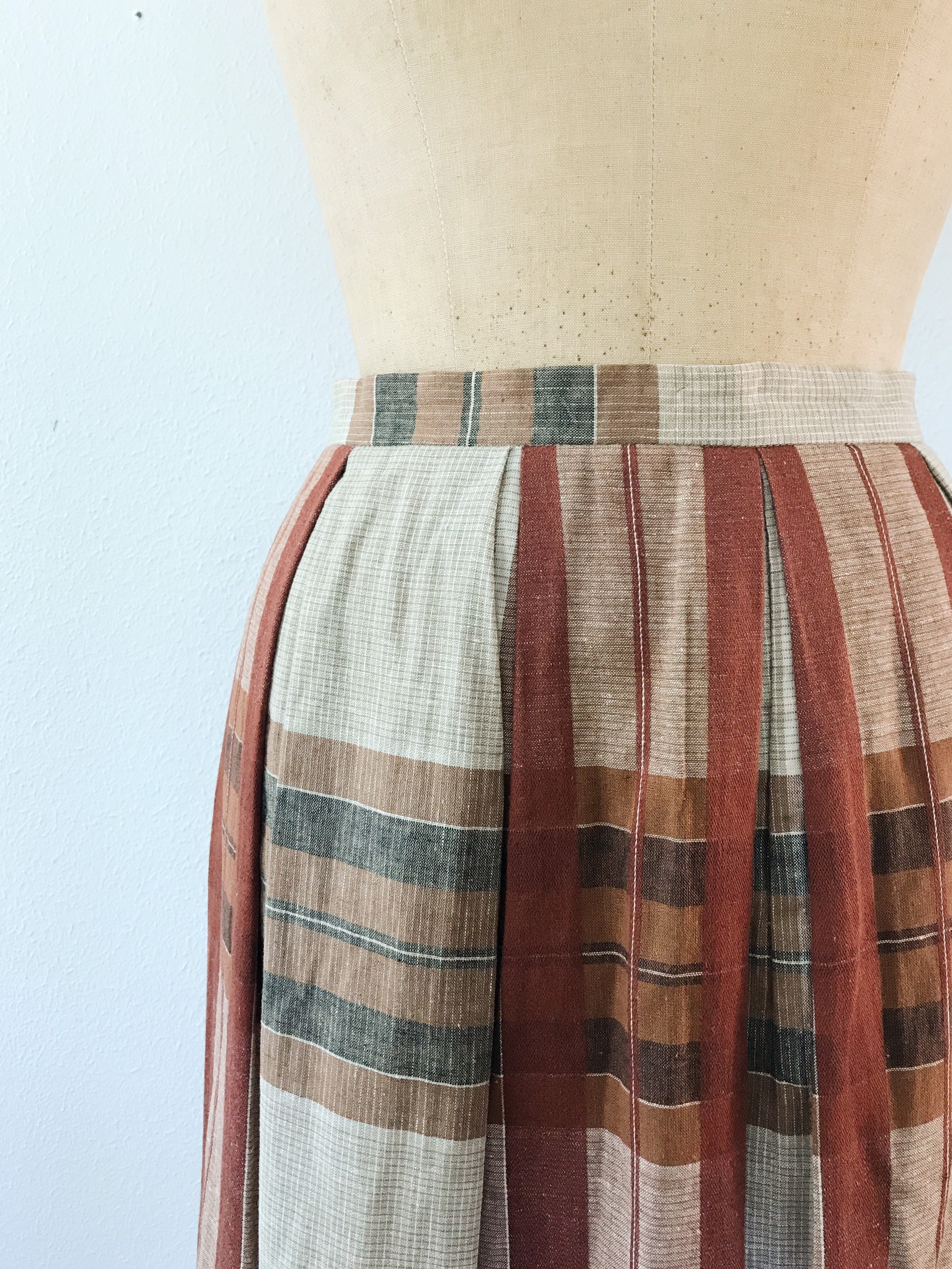 Summer Madras skirt / 80s vintage skirt / vintage pleated skirt