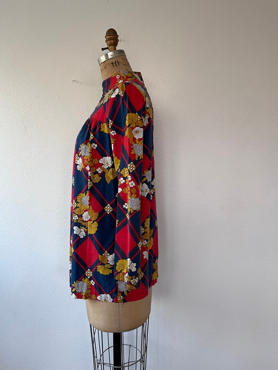 60s blouse / 1960s mod blouse / vintage floral sm… - image 5