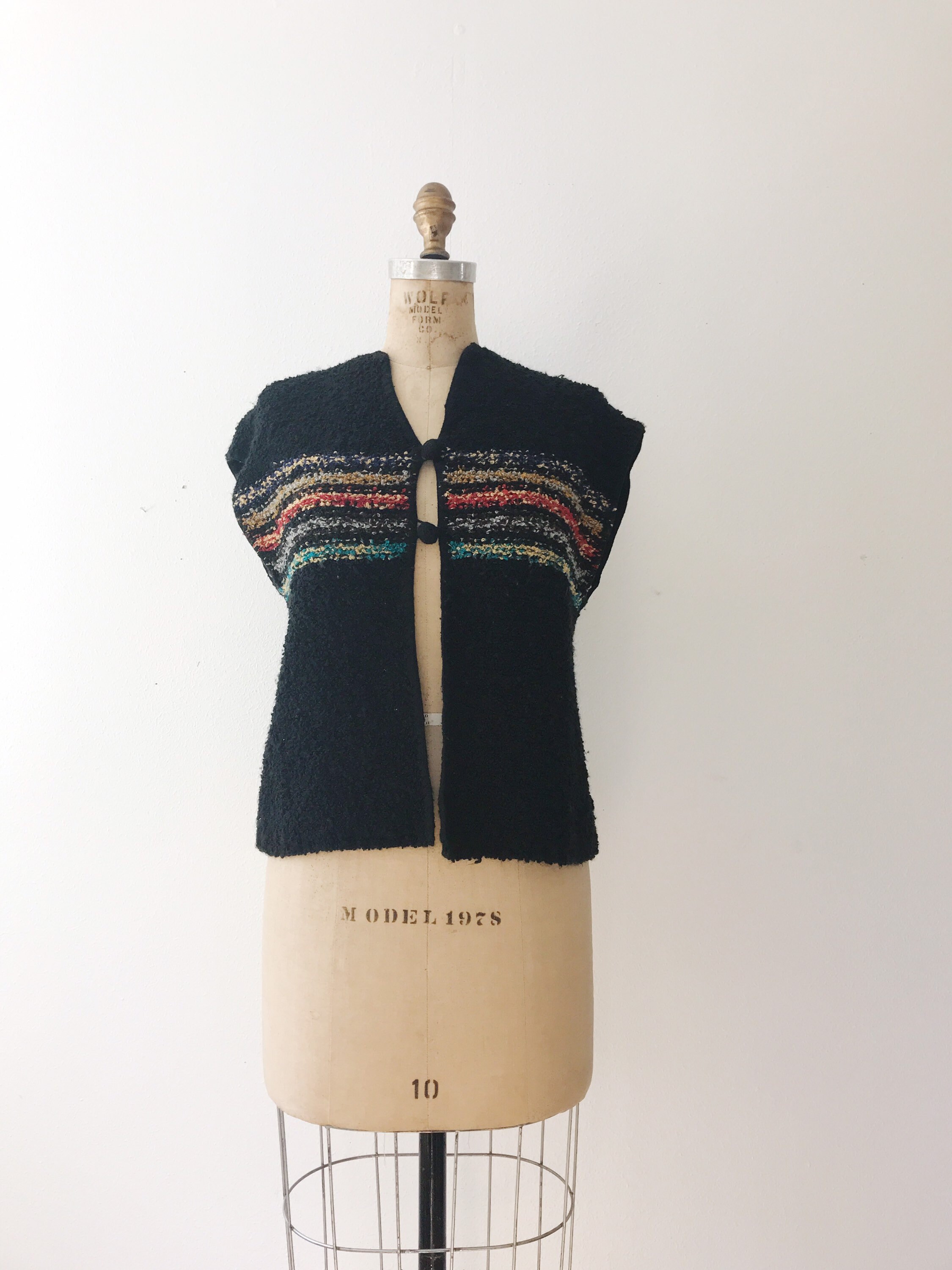 vintage knit vest / black sweater vest / 70s sweater vest