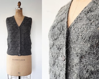 vintage knit vest / gray sweater vest / 70s sweater vest