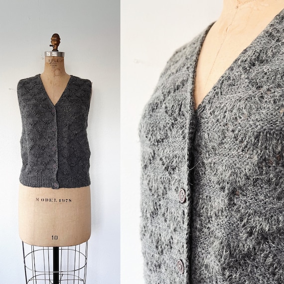 vintage knit vest / gray sweater vest / 70s sweater vest