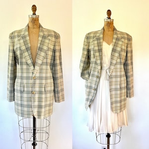 vintage plaid blazer / boyfriend blazer / 90s DKNY jacket