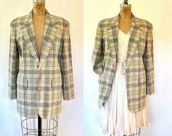 blazer à carreaux vintage / blazer boyfriend / veste DKNY des années 90