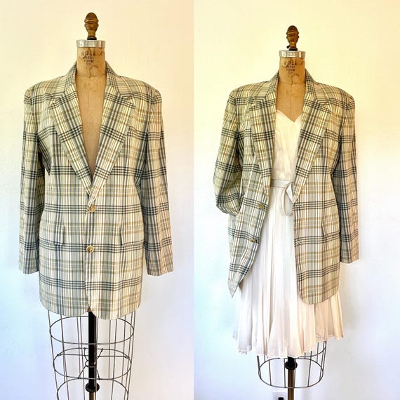 vintage plaid blazer / boyfriend blazer / 90s DKNY jacket