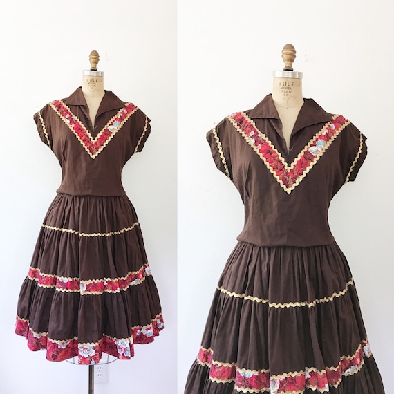 1940s patio set / vintage 40s dress / 40s Cotton P