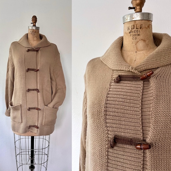 Toggle Cardigan / ribbed cardigan / 70s vintage cardigan
