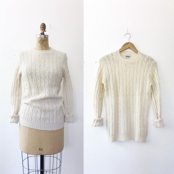 vintage wool sweater / vintage Cable-knit sweater
