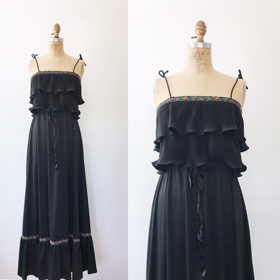 70s maxi dress / vintage black maxi dress / Juliet