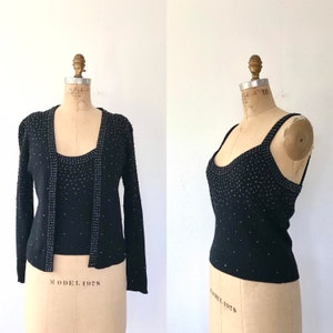 Vintage Strickjacke Set / Perlen Cardigan / Cardigan Pullover Set