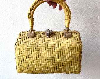 1960s vintage bag / 60s vintage basket purse / vintage Lesco Lona basket bag