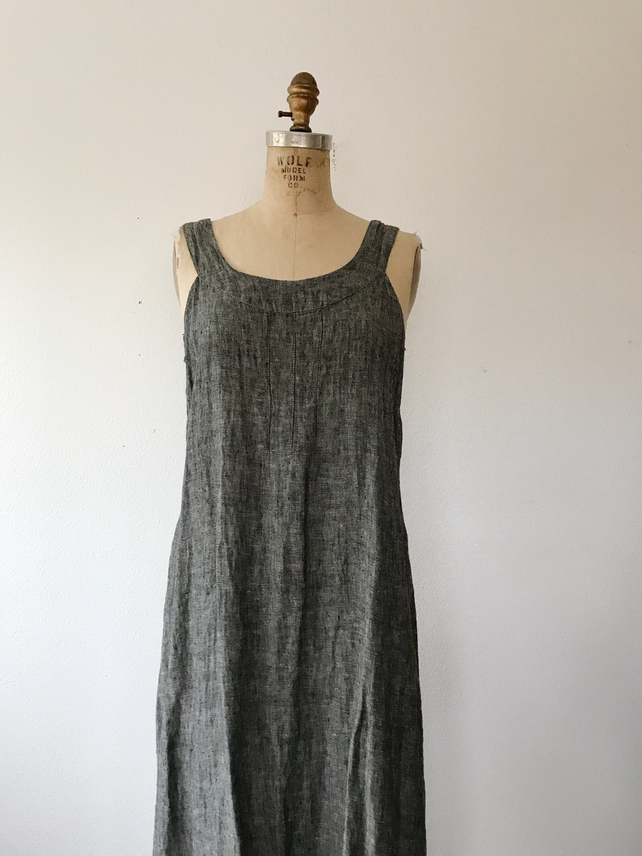 FLAX linen dress / black linen dress / linen layering dress