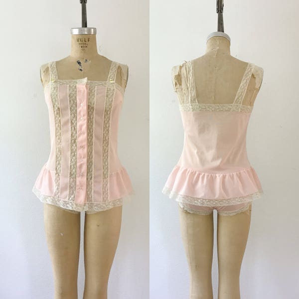 SALE vintage lingerie / peach nightie set / Kickernick lingerie