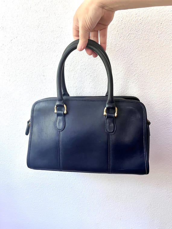 vintage Coach purse / navy leather Coach / Coach Beaumont Satchel bag