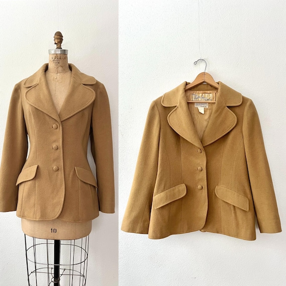 vintage Lilli Ann blazer / camel wool jacket / Lilli Ann wool coat