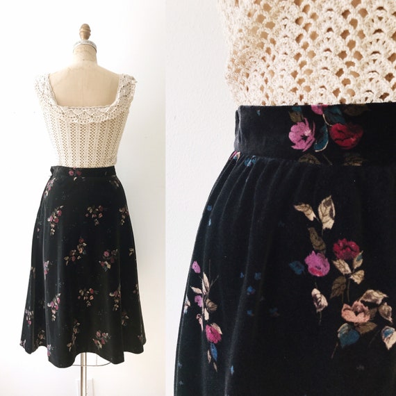 70s vintage skirt / vintage velvet skirt / Velvet