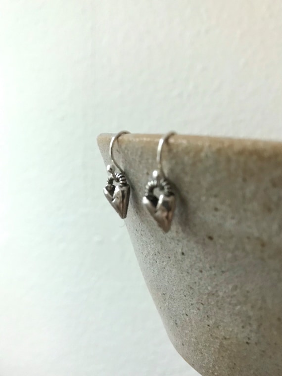 Sterling earrings / sterling heart earrings / Artisan made earrings