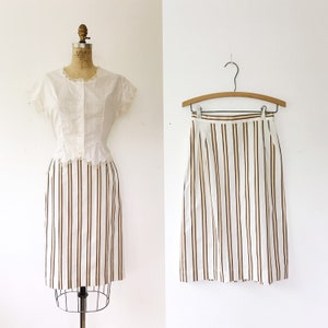 SALE 1950s skirt / 1950s cotton skirt / striped pencil skirt image 1