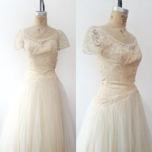 1950s wedding dress / vintage wedding dress / Karinska Tulle & Lace wedding dress
