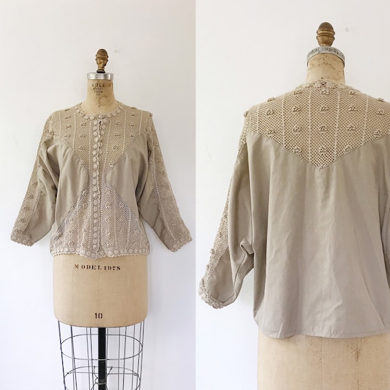 crochet cardigan / vintage crochet blouse / Avery knit cardigan tank
