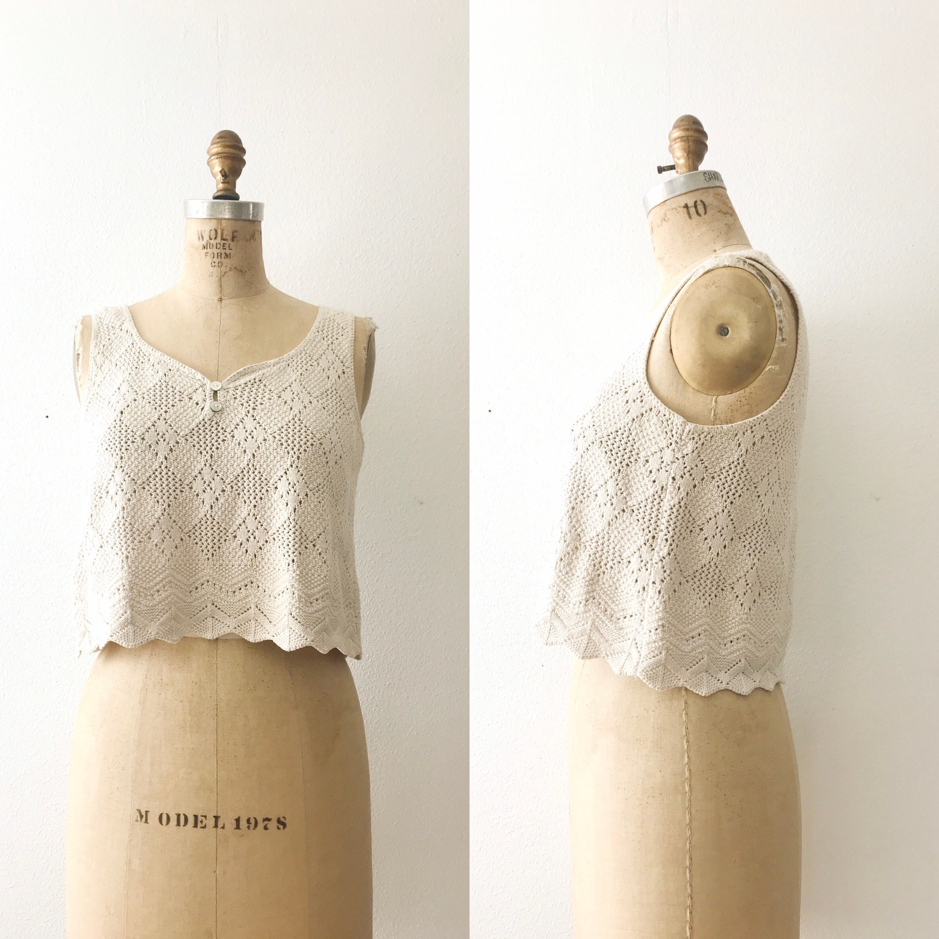 cream lace tank