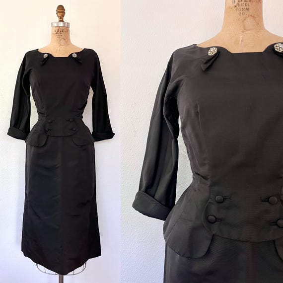 1950s vintage dress / vintage black dress / 50s Harmay dress