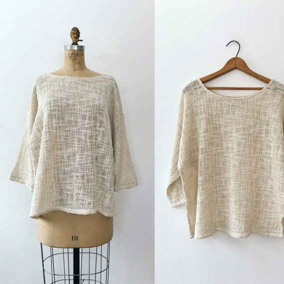 loomed tunic / woven cotton blouse / Modern woven blouse