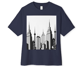Skyline Graphic Tee, Cityscape Printed T-Shirt, Urban Skyline Shirt, Unisex Graphic Top, Architectural Print Tee