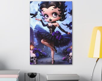 Gothic Art Canvas Print, Stylish Home Decor, Quirky Gift, Halloween Decoration, Vintage Vibe Wall Art