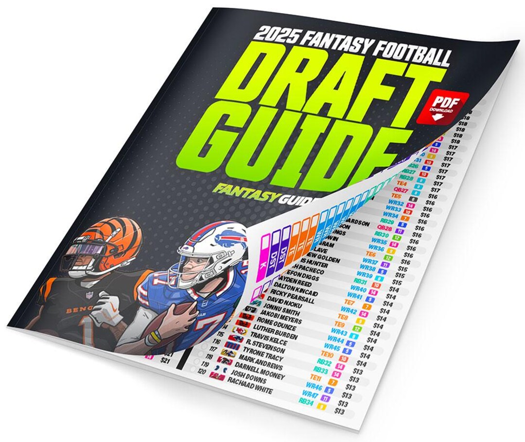 2025 Fantasy Football Draft Kit, Printable Cheat Sheet, PPR 1QB