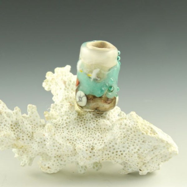 the sea is the place for me, seascape  dread bead