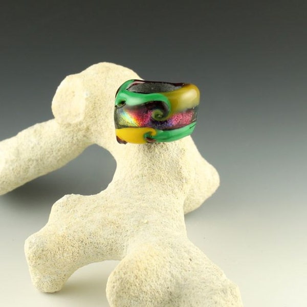 rasta color with a dichro sparkle dread bead