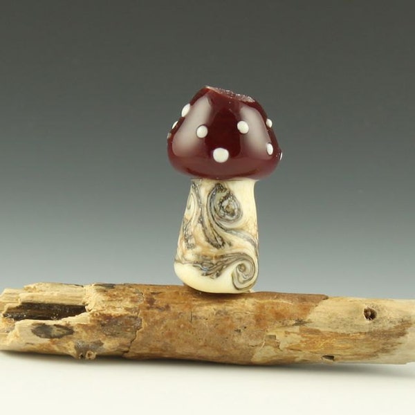 mushroom dreadlock bead, red capped mushroom bead