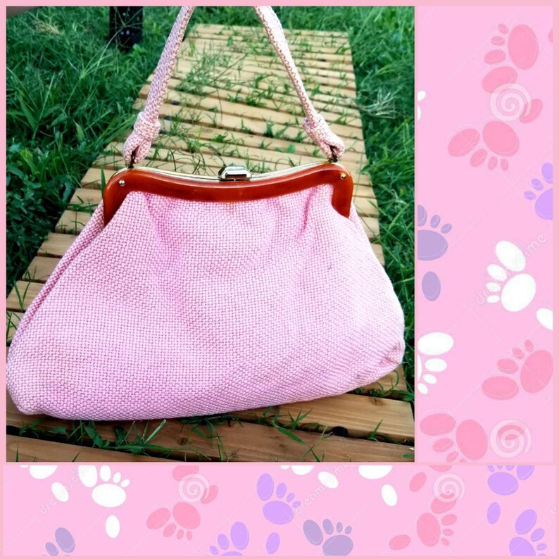 pink tweed handbag