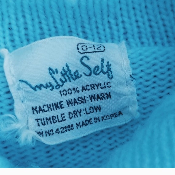 Vintage Sky Blue Soft Knit Baby Cardigan - image 3