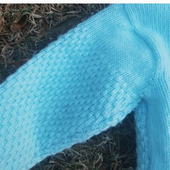 Vintage Sky Blue Soft Knit Baby Cardigan - image 5