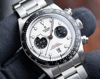 Tudor Black Bay Chrono Cronógrafo Panda Acero Esfera blanca Bisel de cerámica 41 41 mm