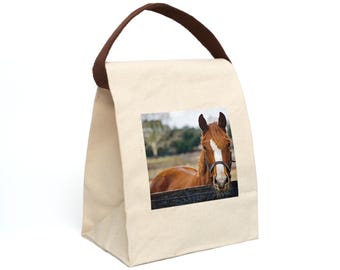 Bolsa de lona para el almuerzo con diseño de caballo árabe, lonchera, regalos ecuestres