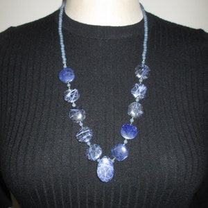 BLUE SODALITE  and ANGELITE gemstone  beaded necklace