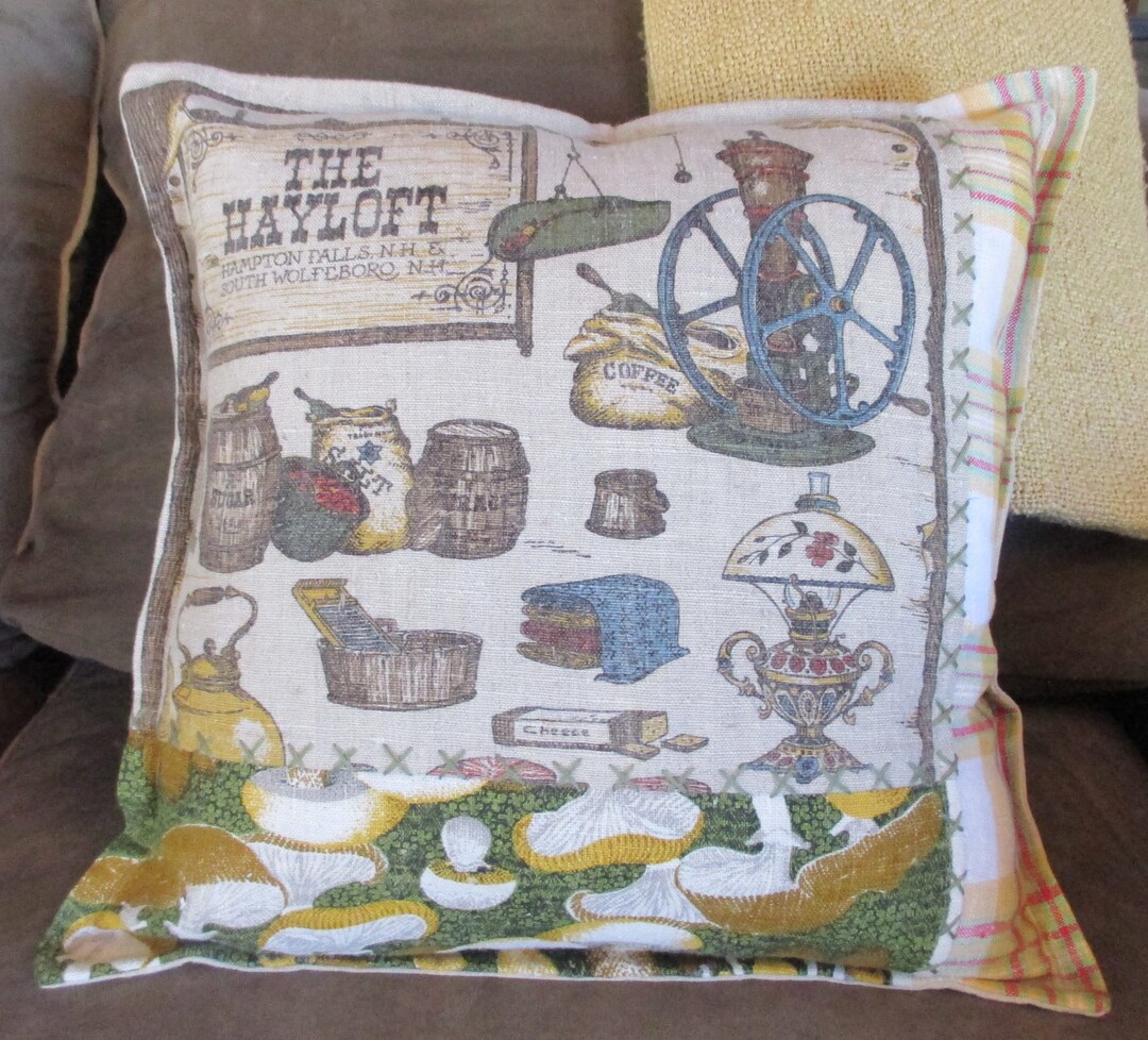 VINTAGE Linen Pillow Cover With Handstitching Etsy